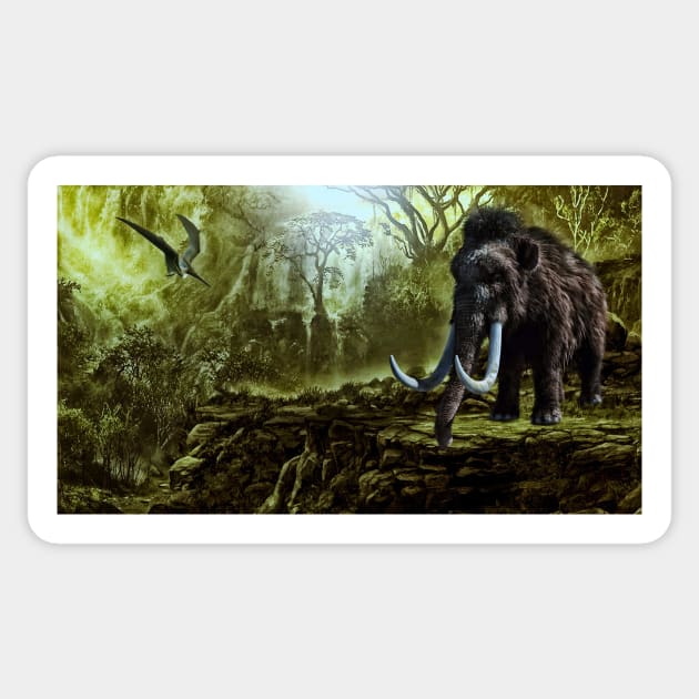 Woolly Mammoth - Dinosaur Sticker by JimDeFazioPhotography